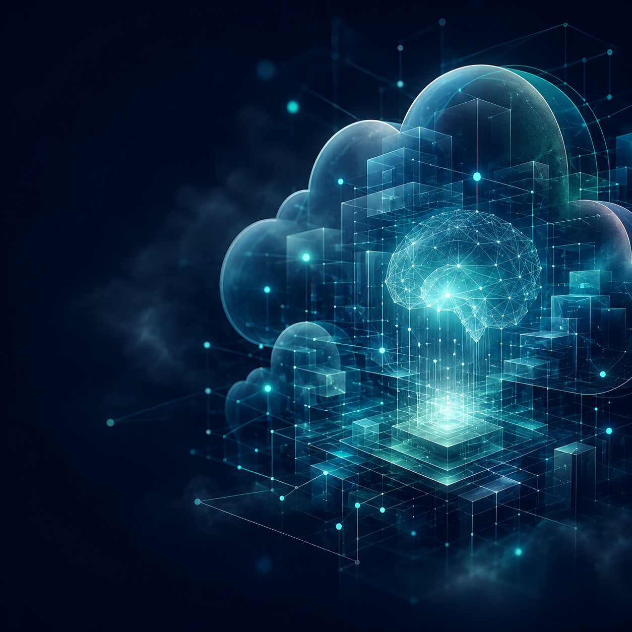 Abstract cloud and AI infrastructure visualisation